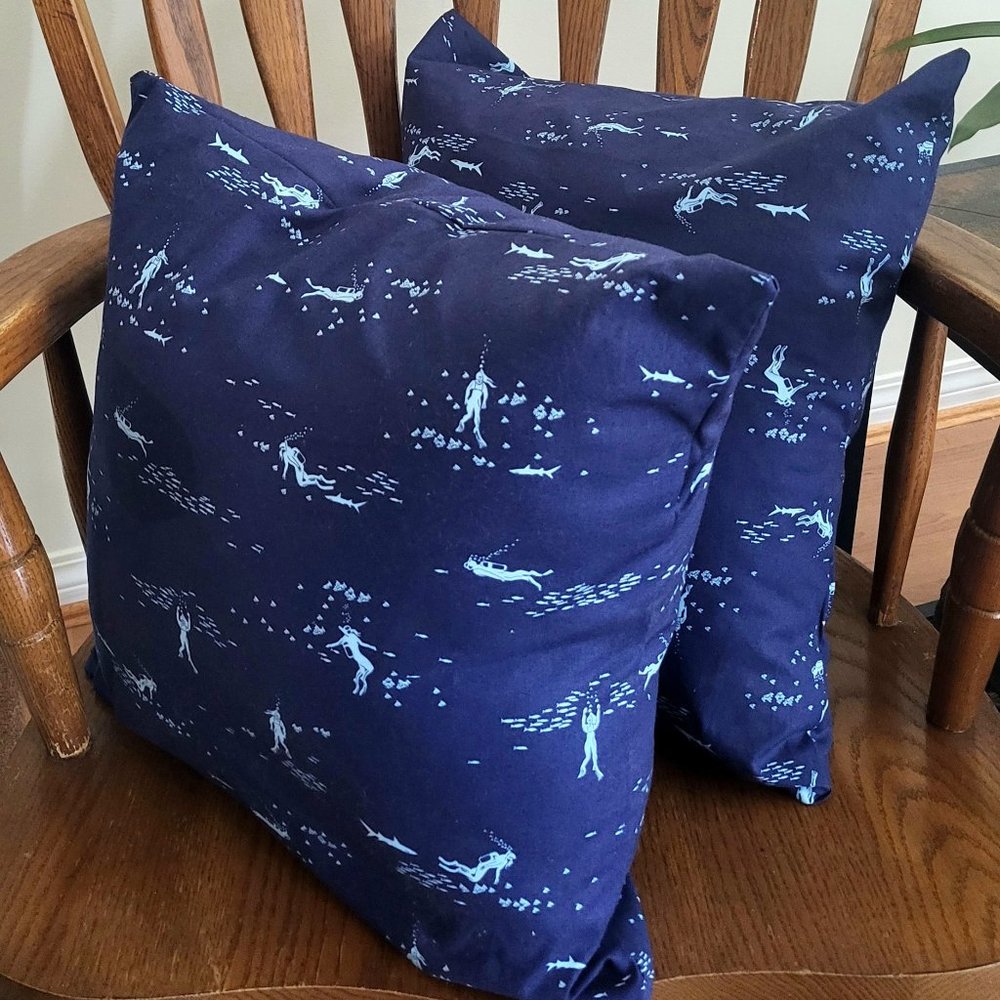 2x Blue Pillows